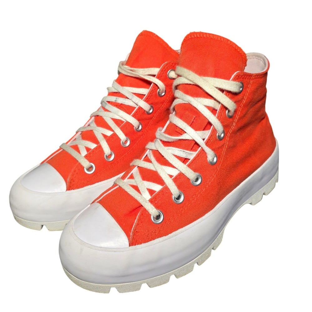 Converse Chuck Taylor All Star Lugged High Top Orange Sneakers 572269C Womens 8